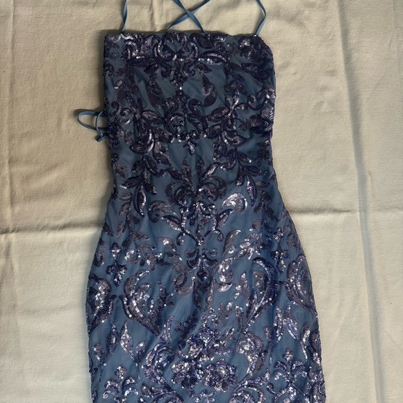 Windsor Strapless Navy Sequin Dress - Picture 4 of 14